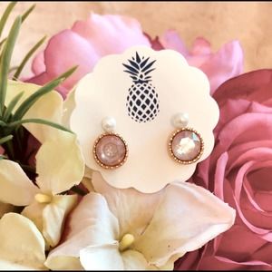 Iridescent Pink w/Pearl Earrings by Prep Obsessed-NWT